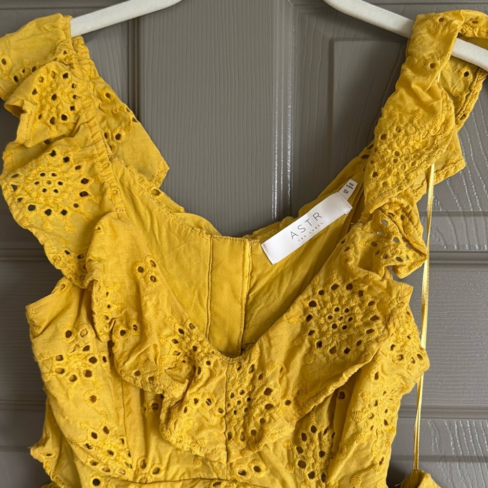yellow eyelet cut out dress